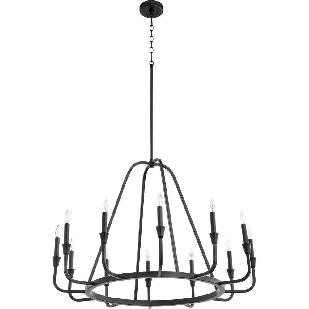 Marquee 12-Light Transitional Black Chandelier with Candelabra Bulbs