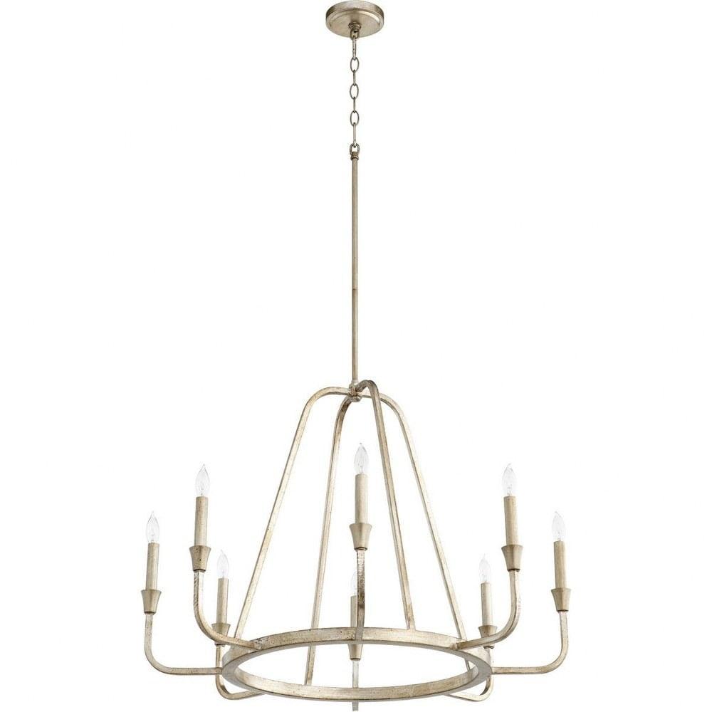 Aged Silver Leaf 8-Light Candelabra Chandelier