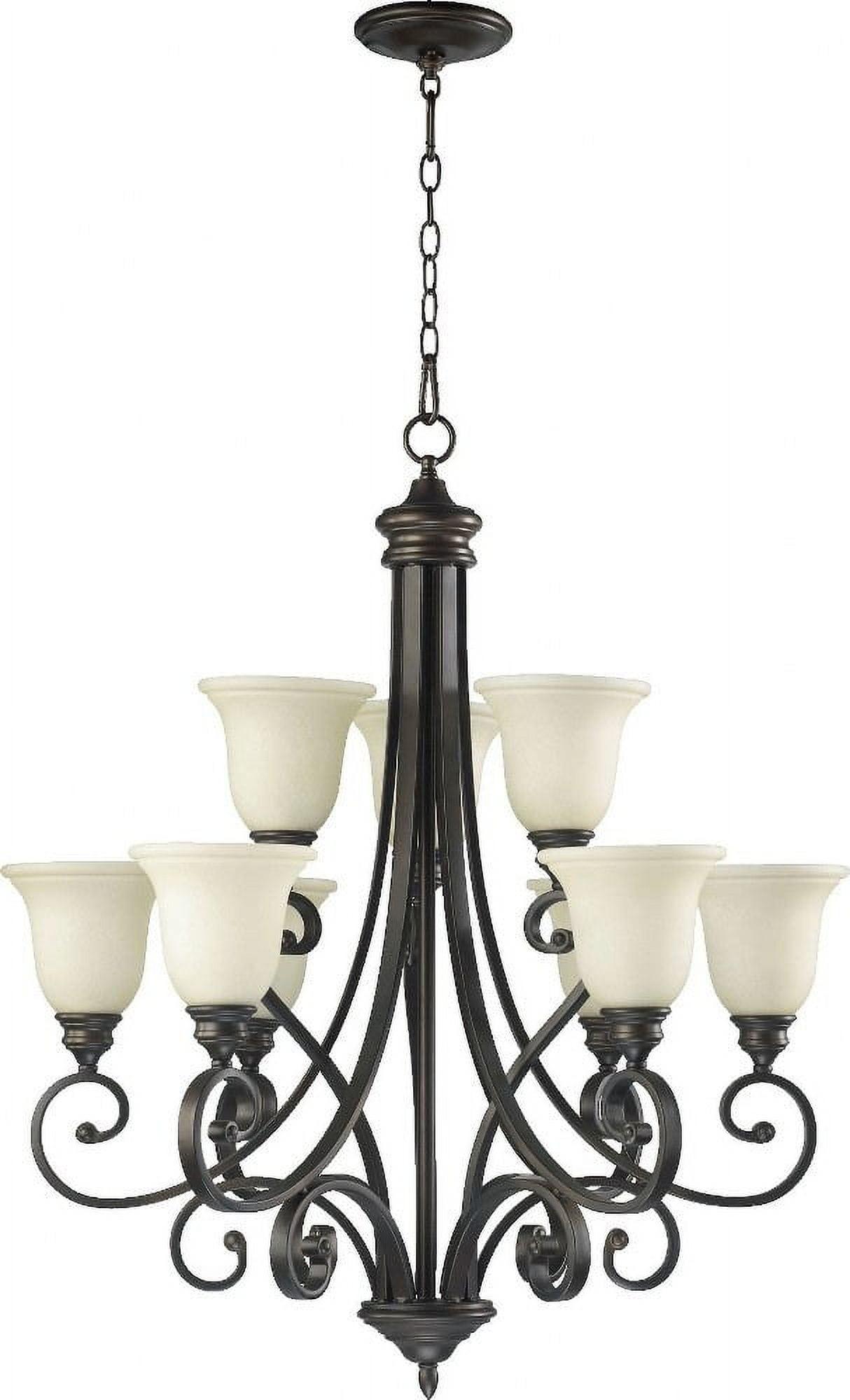 Quorum Lighting Bryant 9-Light Chandelier, Oiled Bronze, 31 Width, 36.25 Height