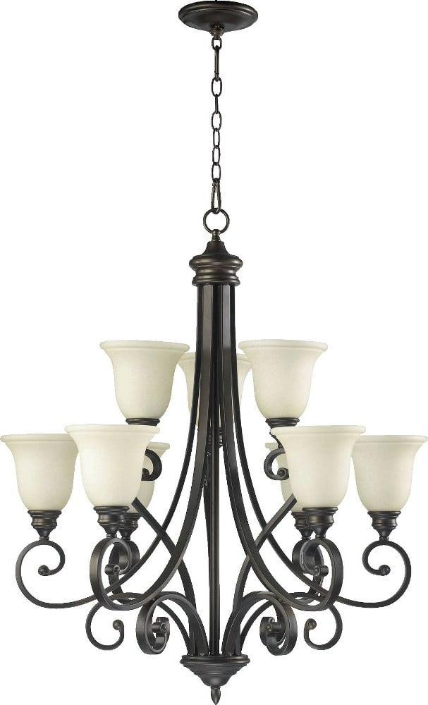 Quorum Lighting Bryant 9-Light Chandelier, Oiled Bronze, 31 Width, 36.25 Height