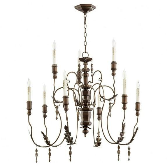 Quorum Lighting Salento 9-Light Chandelier, Vintage Copper, 32 Width, 34 Height