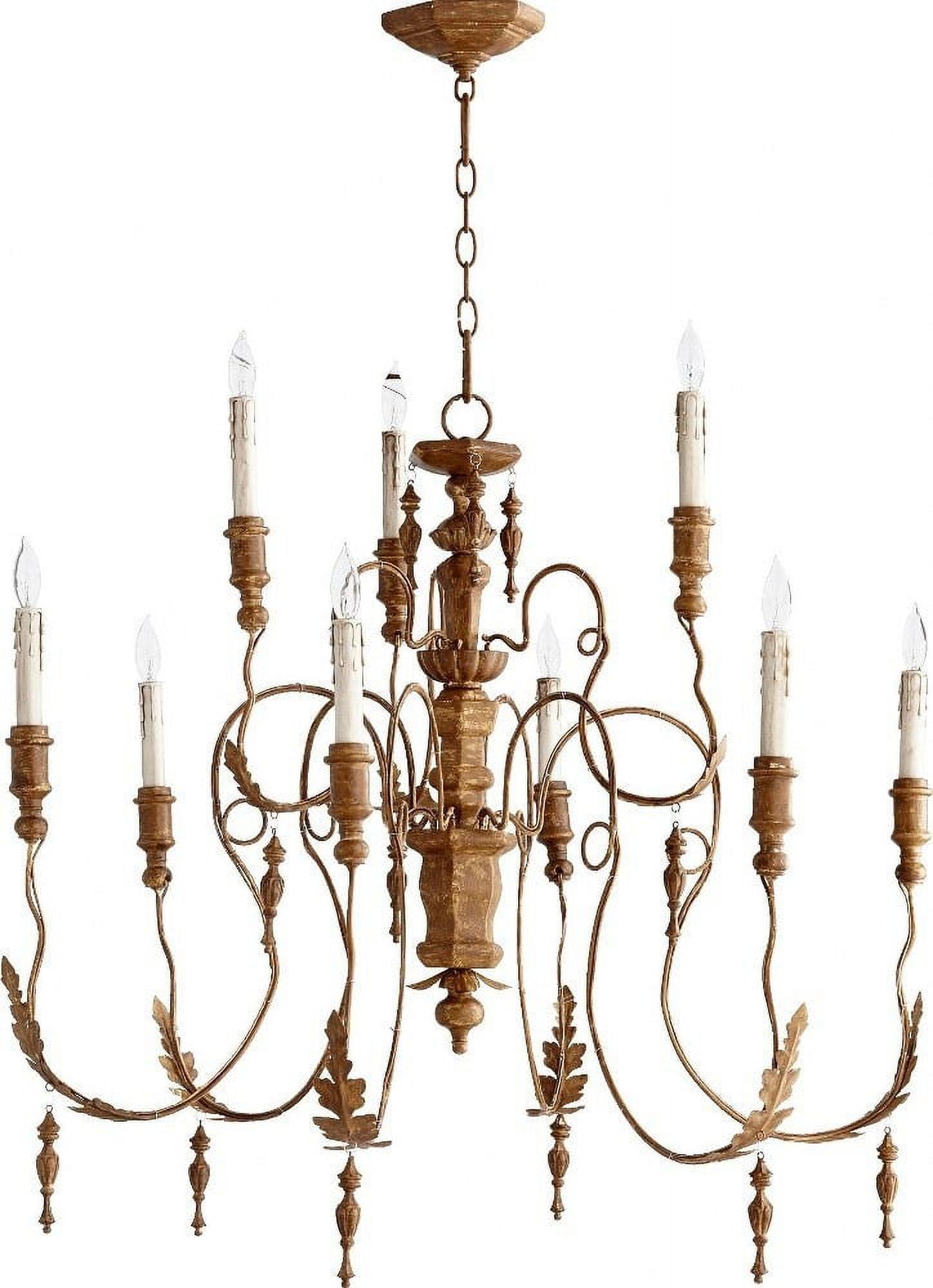 Quorum Lighting Salento 9-Light Chandelier, 32 Width, 34 Height, French Umber Finish