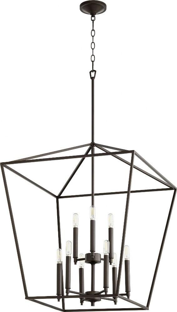 Quorum Lighting Gabriel 9-Light 2-Tier Entry Pendant, Oiled Bronze, 24W x 29.5H, Dry Rated