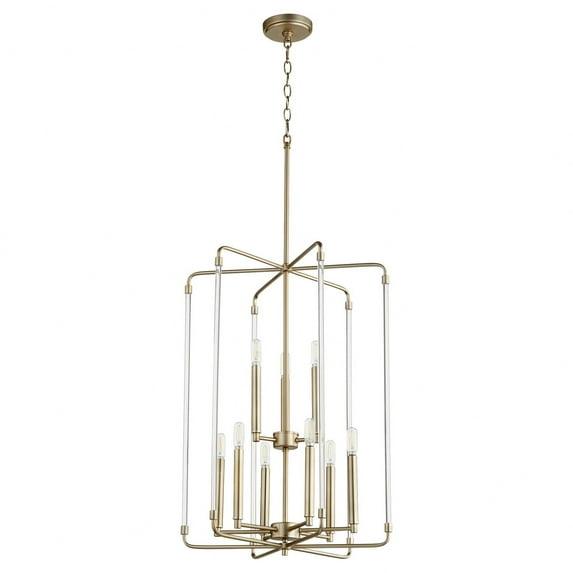 Quorum Lighting Optic 9-Light 2-Tier Entry Pendant, Aged Brass, 20W x 28H