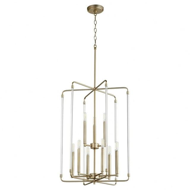 Quorum Lighting Optic 9-Light 2-Tier Entry Pendant, Aged Brass, 20W x 28H