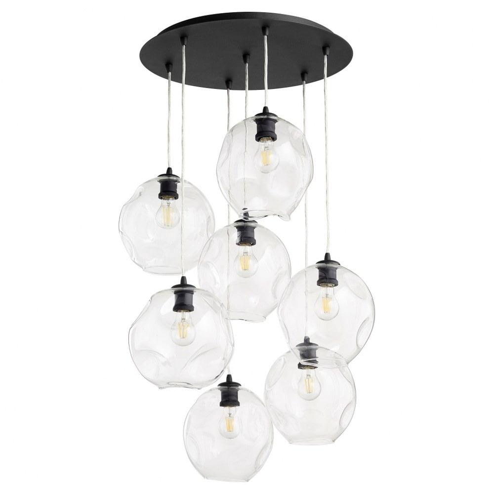 Noir Finish 7-Light Clear Glass Globe Pendant