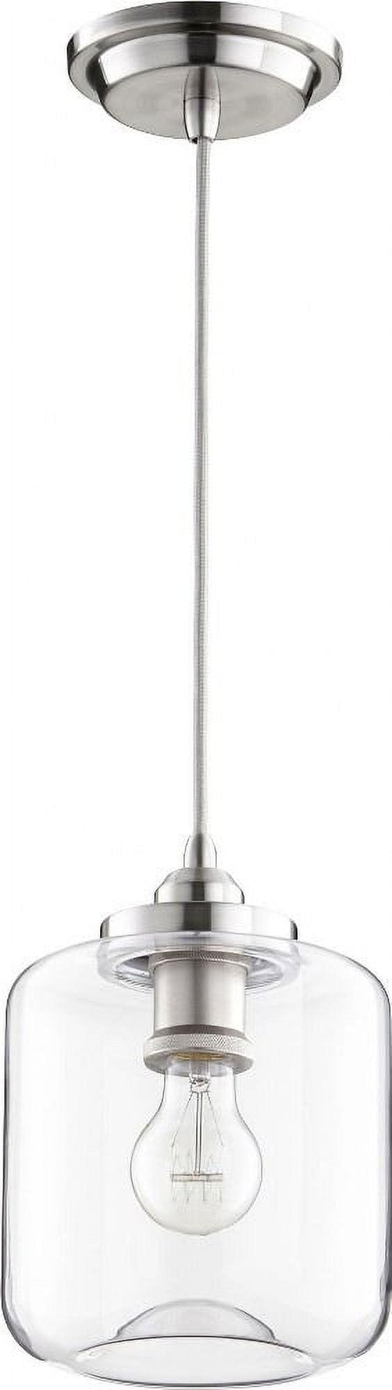 Satin Nickel 60W Clear Glass Drum Pendant Light