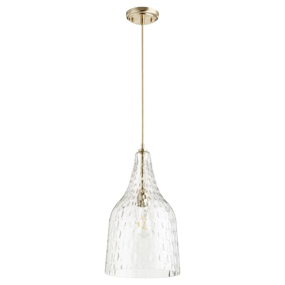 Aged Brass and Clear Glass 10" Pendant Light
