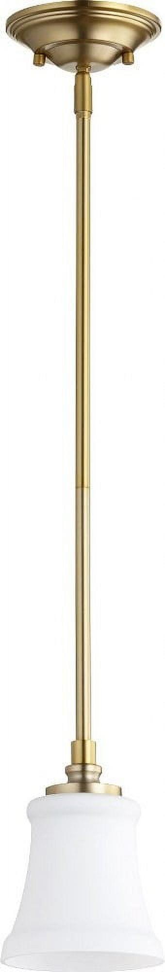 Rossington Aged Brass 5" Stem-Hung Pendant with Satin Opal Glass