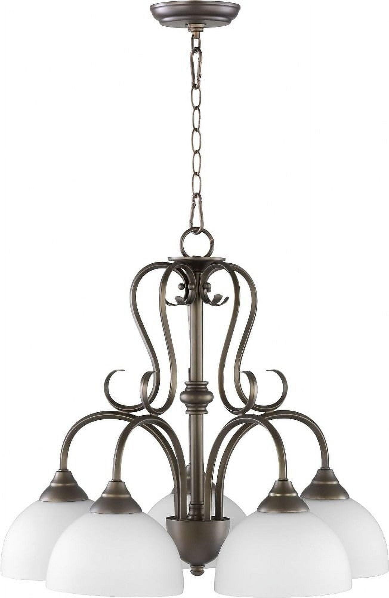 Elegant Oiled Bronze 22" Chandelier with Satin Opal Glass Shades