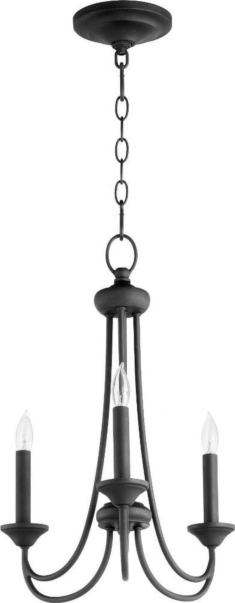 Elegant Noir Mini 3-Light Traditional Candle Chandelier