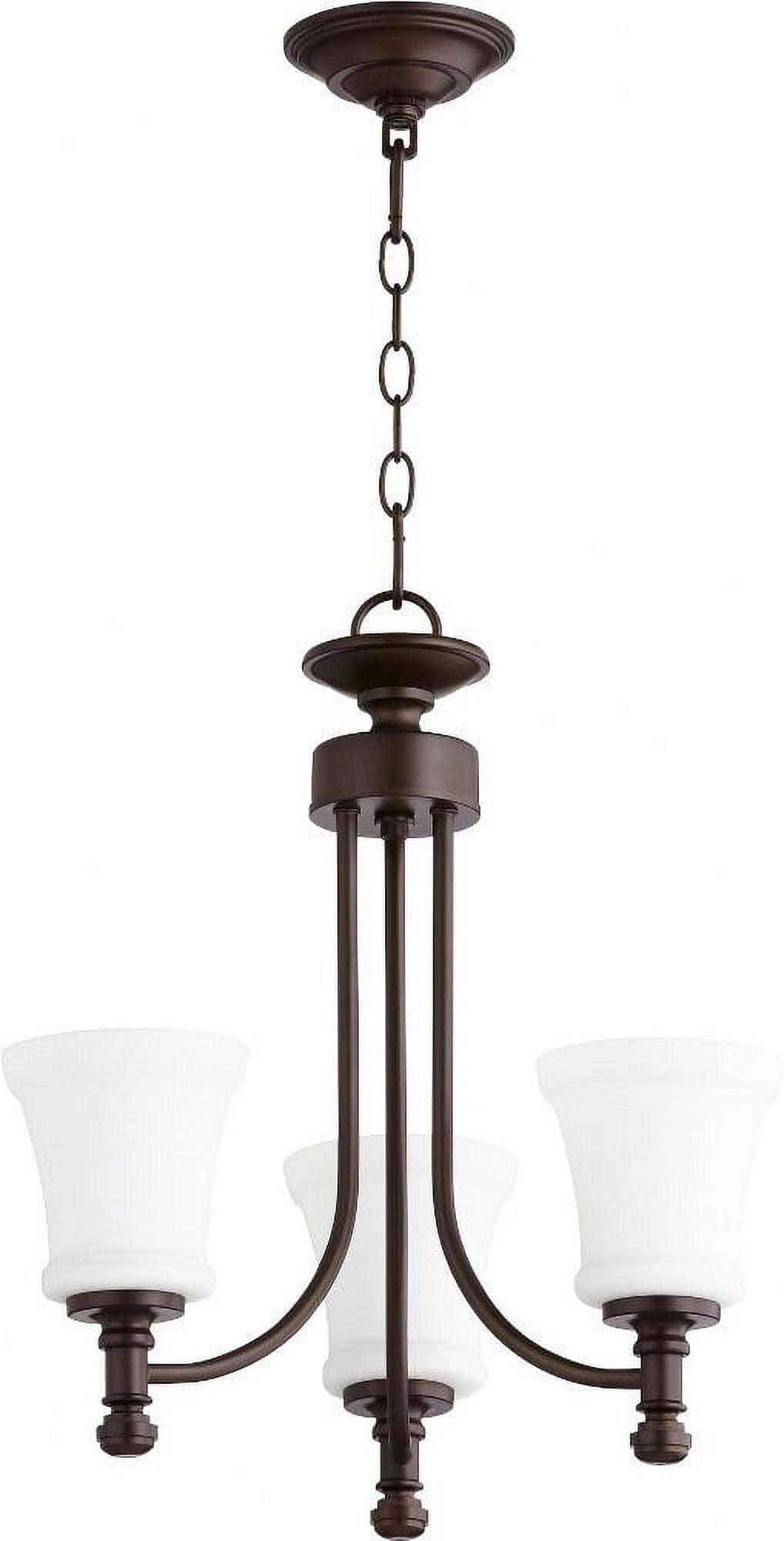 Quorum Lighting Rossington 3-Light Chandelier, Oiled Bronze Finish, Clear/Seeded Glass