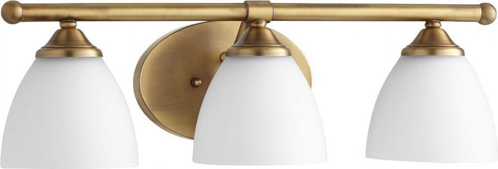 Aged Brass and Satin Opal Glass 3-Light Wall Sconce