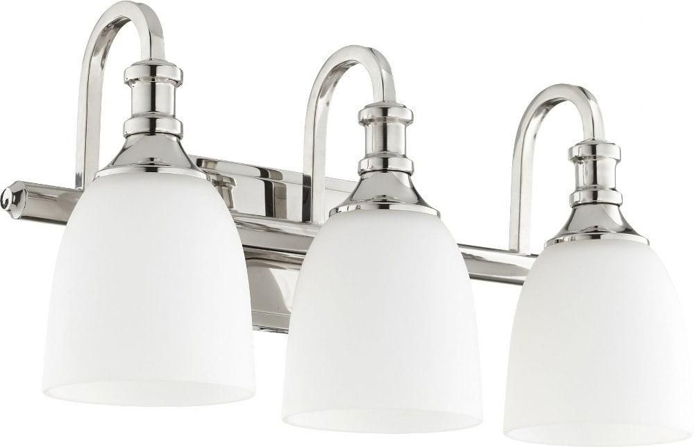 Quorum Lighting Richmond Glass 3-Light Polished Nickel Vanity Fixture