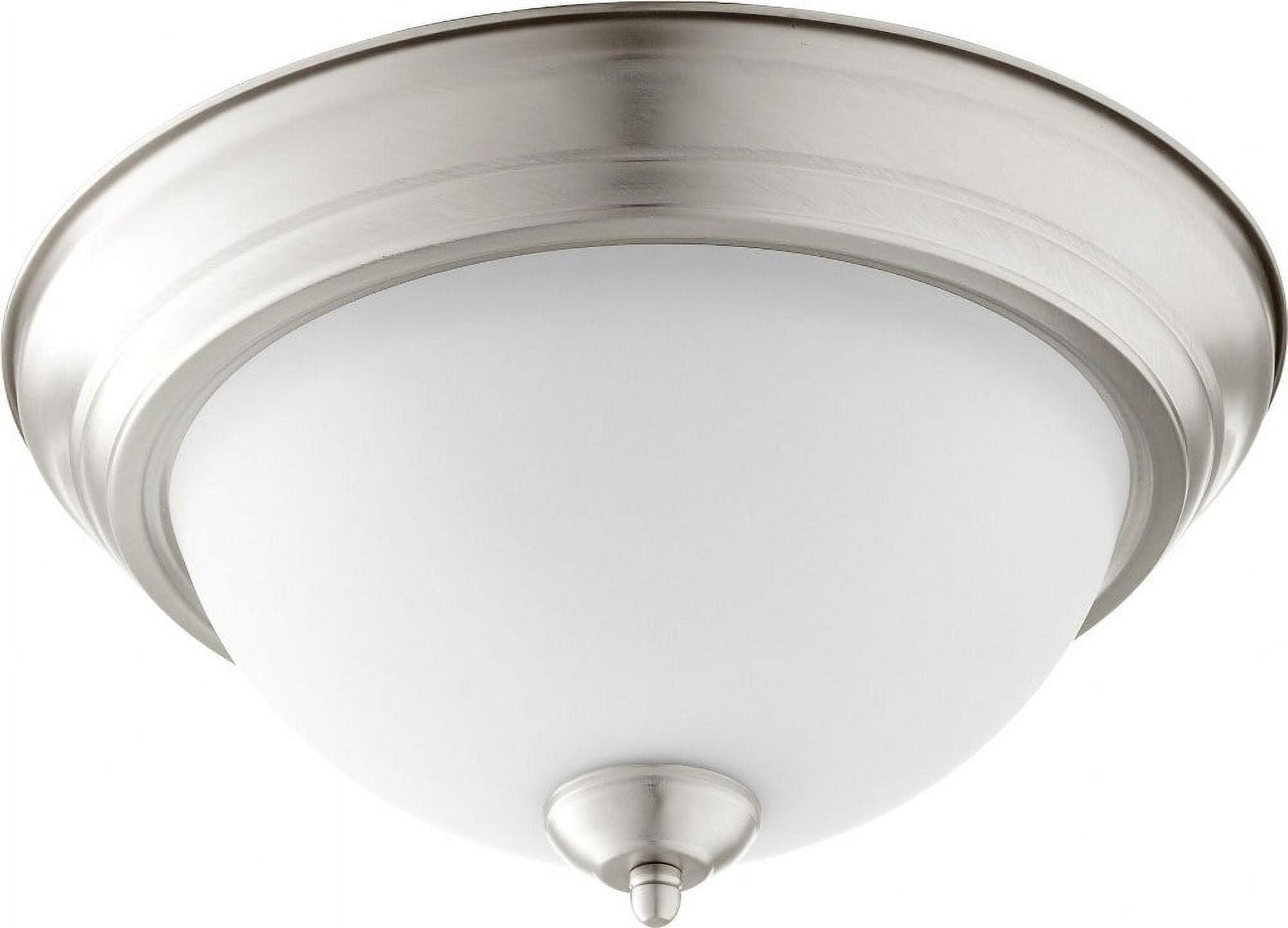 Satin Nickel Glass 2-Light Flush Mount Ceiling Fixture