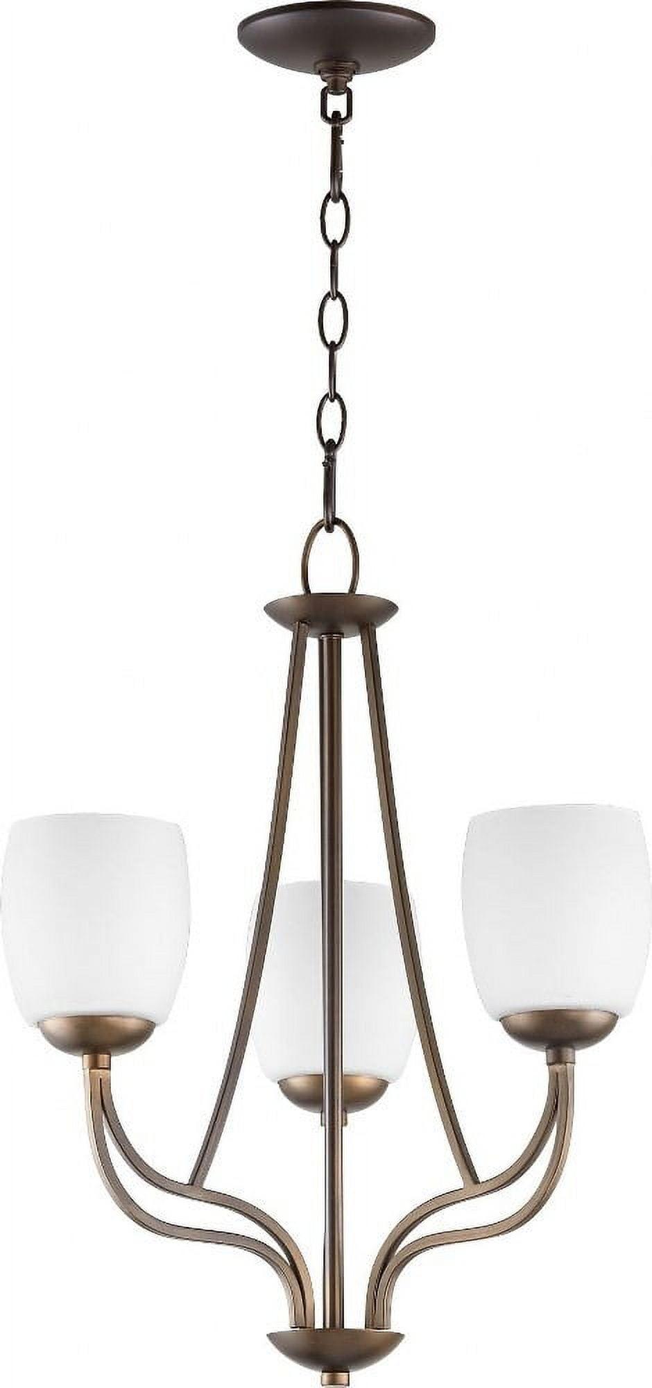 Willingham 3-Light Oiled Bronze Chandelier with Satin Opal Glass Shades