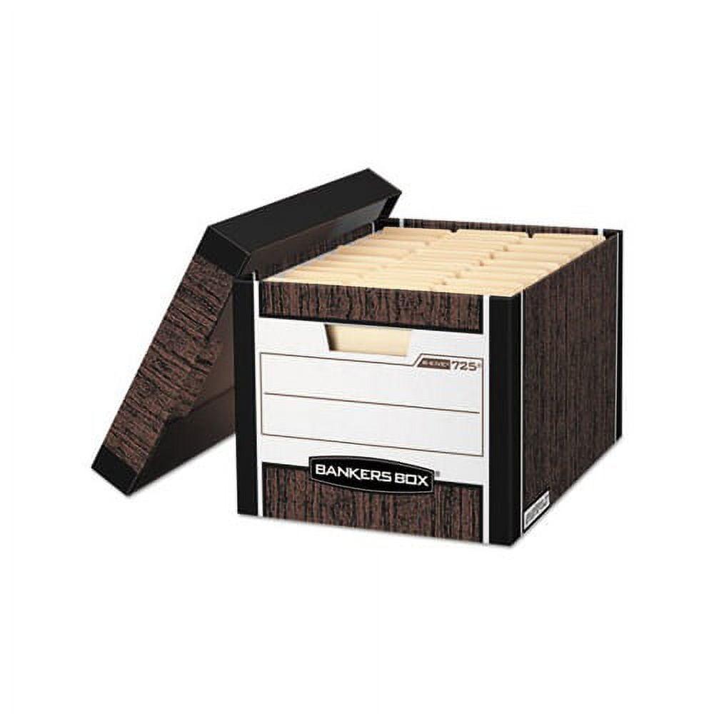 12 Pack R-KIVE Heavy-Duty File Storage Boxes, FastFold, Lift-Off Lid, Letter, Woodgrain