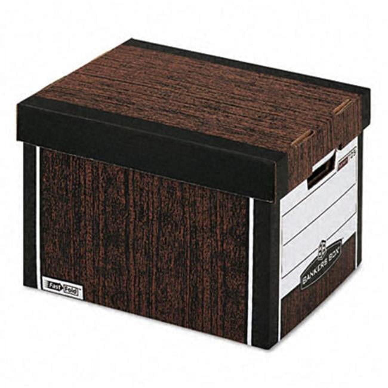 Bankers Box R-KIVE Max Storage Box Letter/Legal Locking Lid Woodgrain 4/Carton 0072506