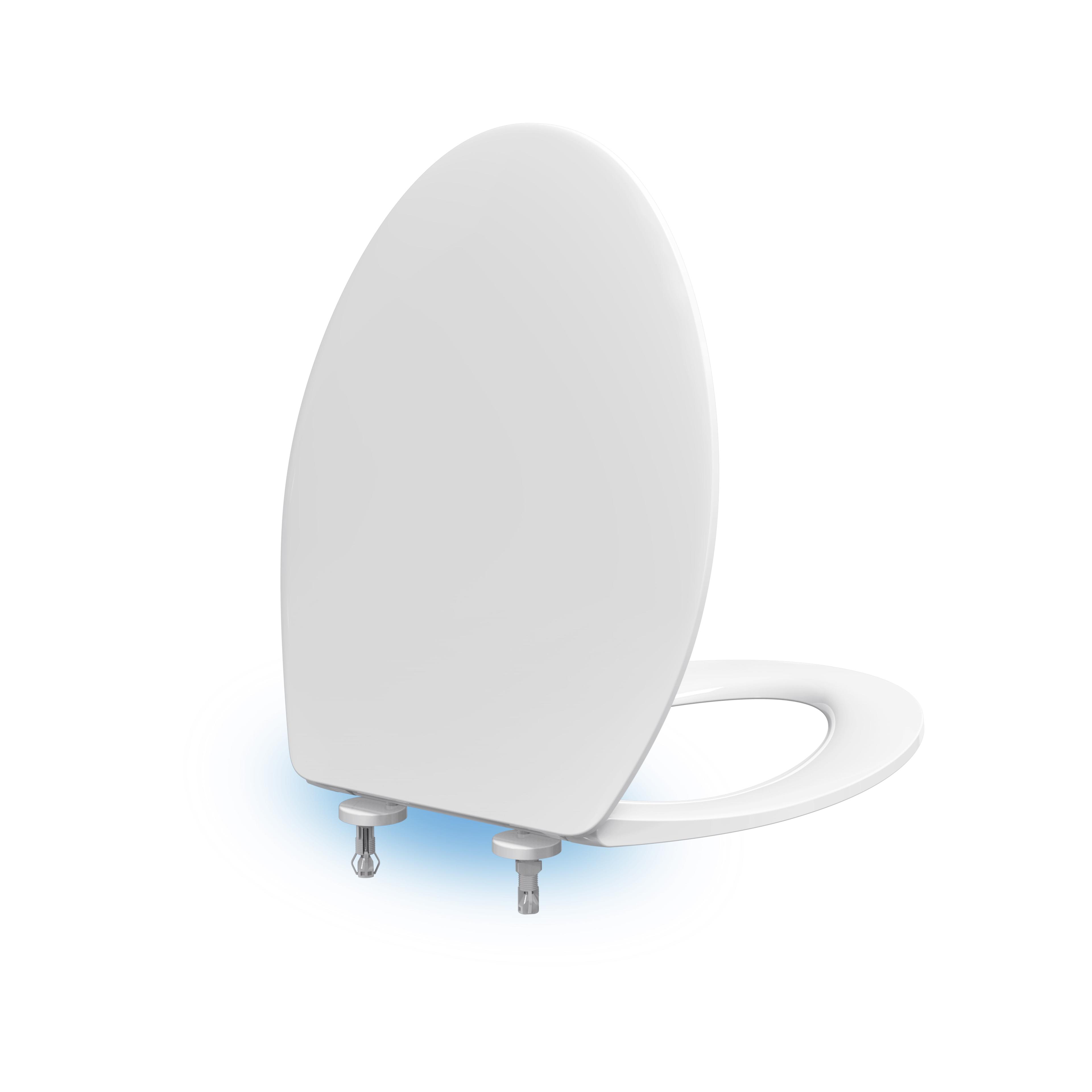 White Oval Slow-Close Toilet Seat with Night Light