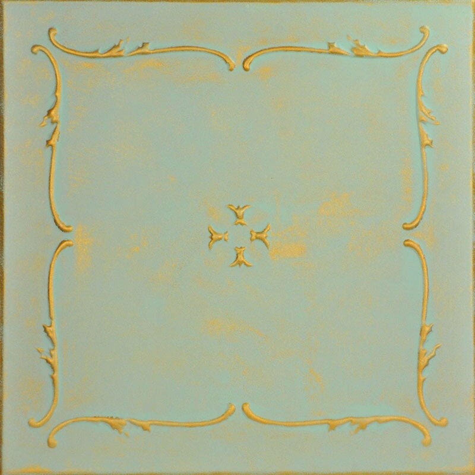 Gold Moss Painted Polystyrene Glue-up Ceiling Tile, 19.63" Square