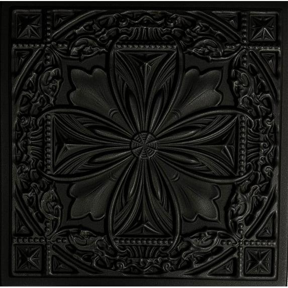 A La Maison Ceilings Lucas's Shield 19.63'' L x 19.63'' W Textured Polystyrene Glue Up Ceiling Tile (Set of 96)