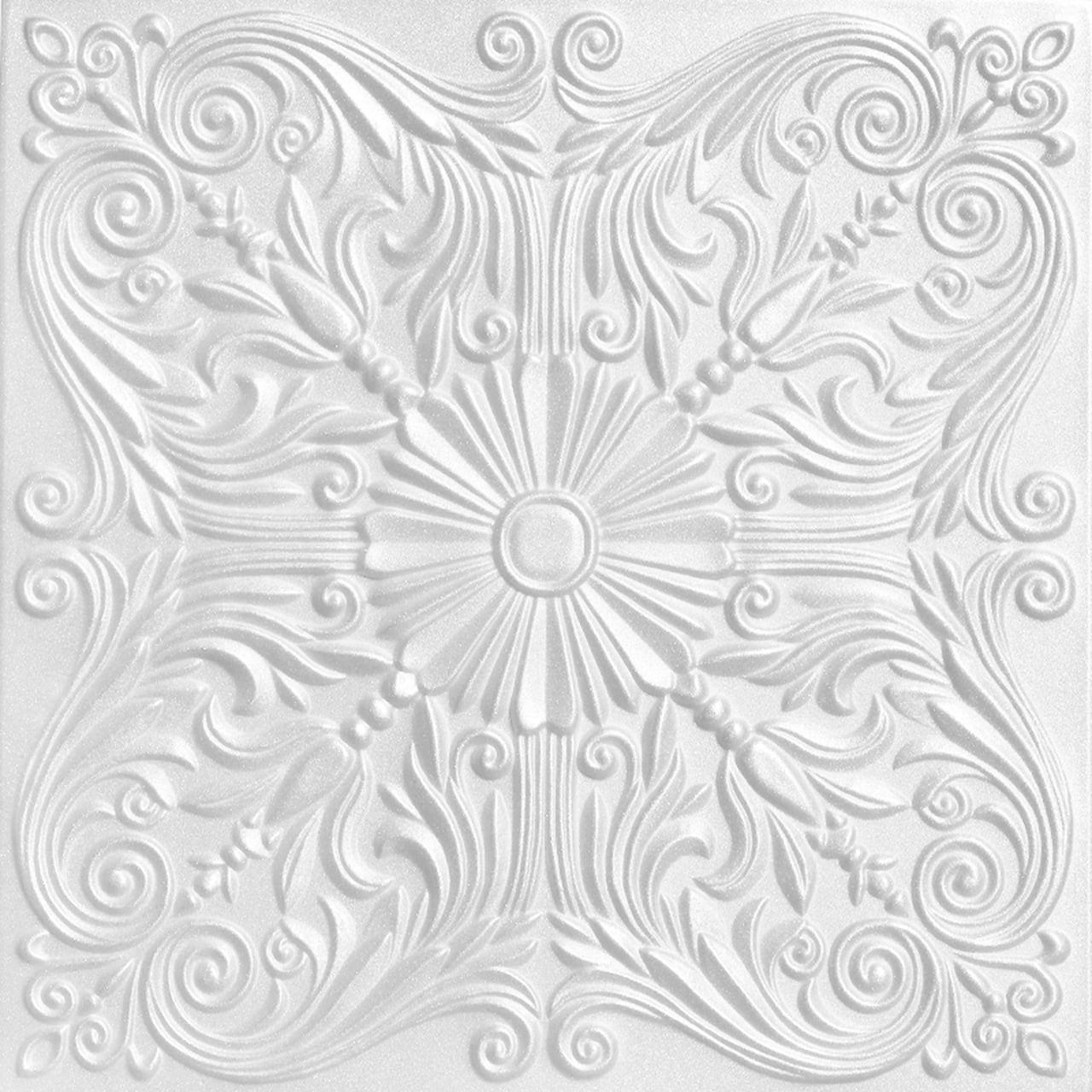 Spanish Silver 1.6 ft. x 1.6 ft. Polystyrene Glue-up Ceiling Tile