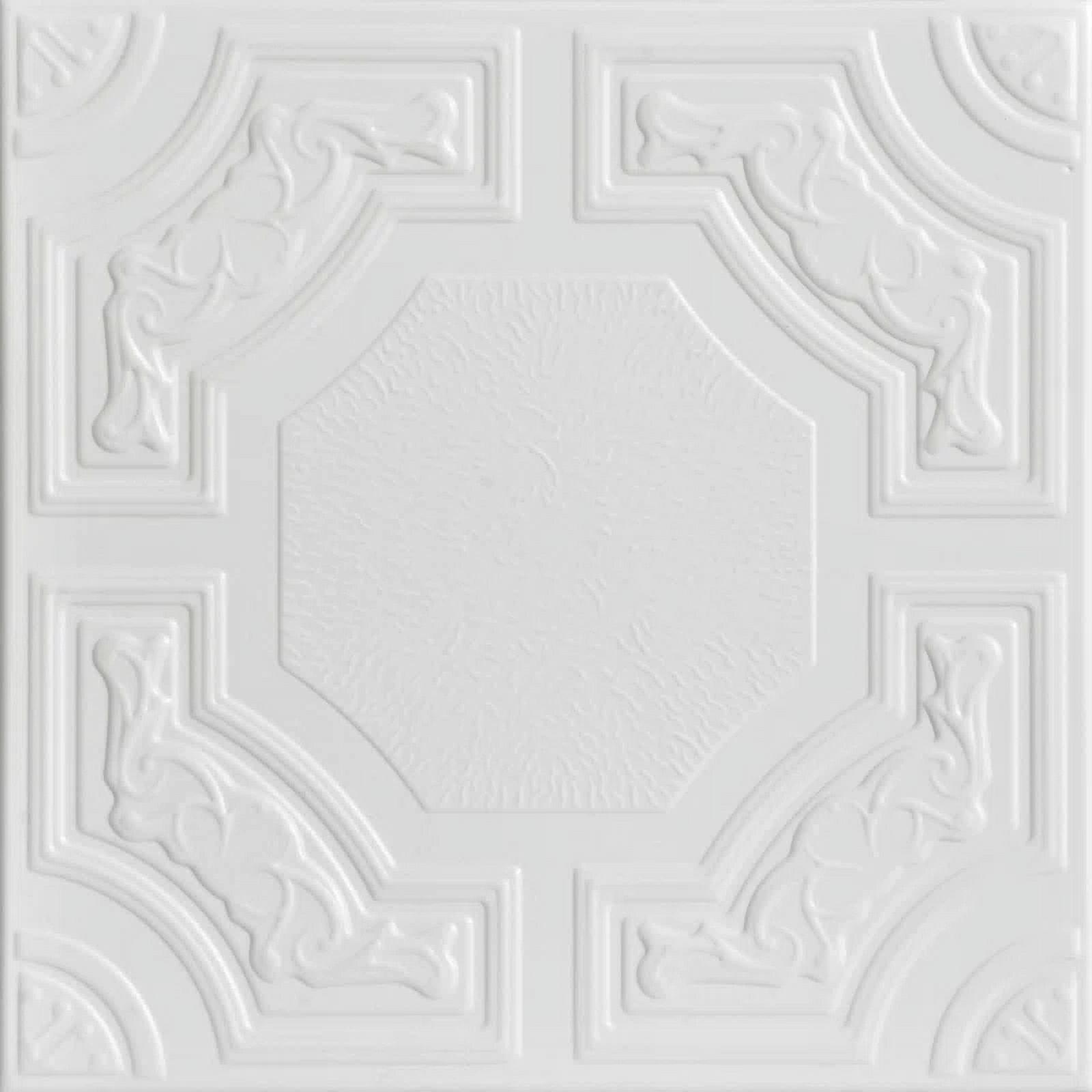 White Heron Polystyrene Textured Glue-up Ceiling Tile Set