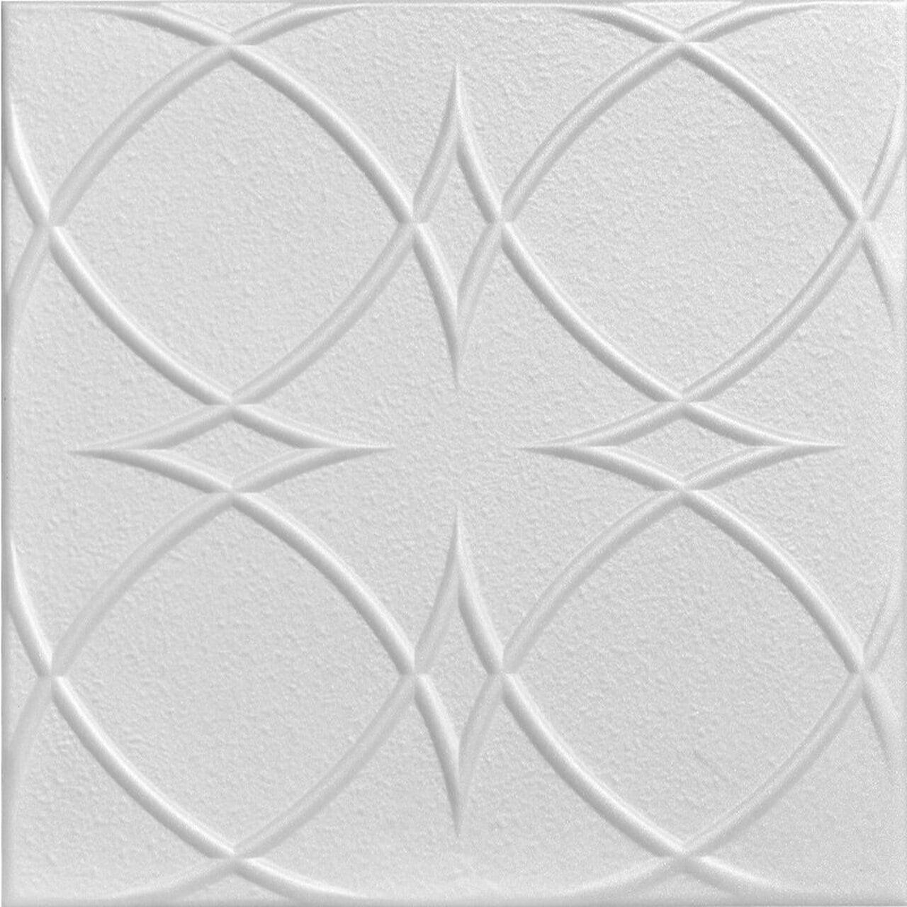 Plain White Polystyrene Glue-Up Ceiling Tile with Circles and Stars Design