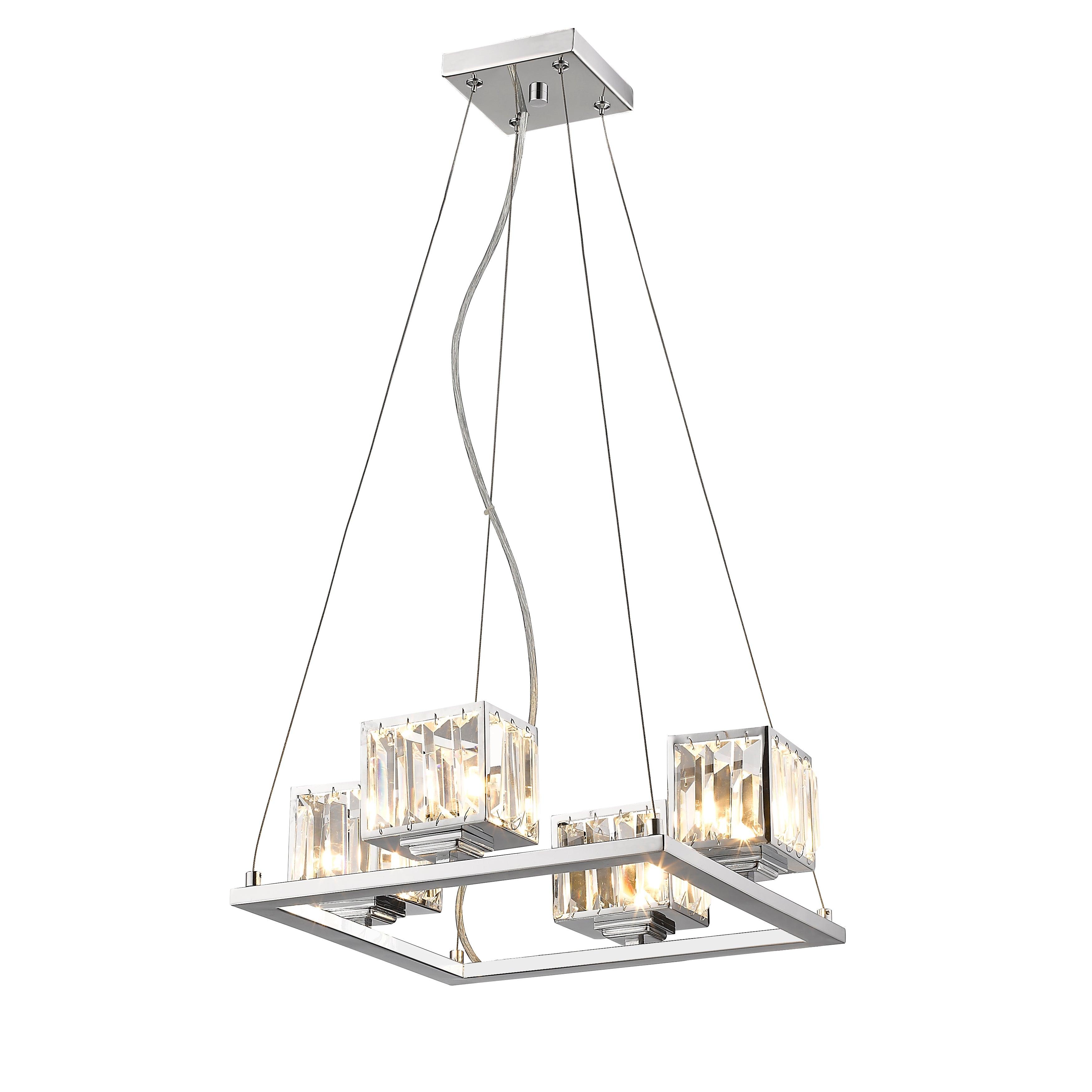 Chloe Lighting CH20038CM16-UP4 Trilluminate Contemporary 4 Light Chrome Finish Crystal Shade Mini Chandelier 16" Wide