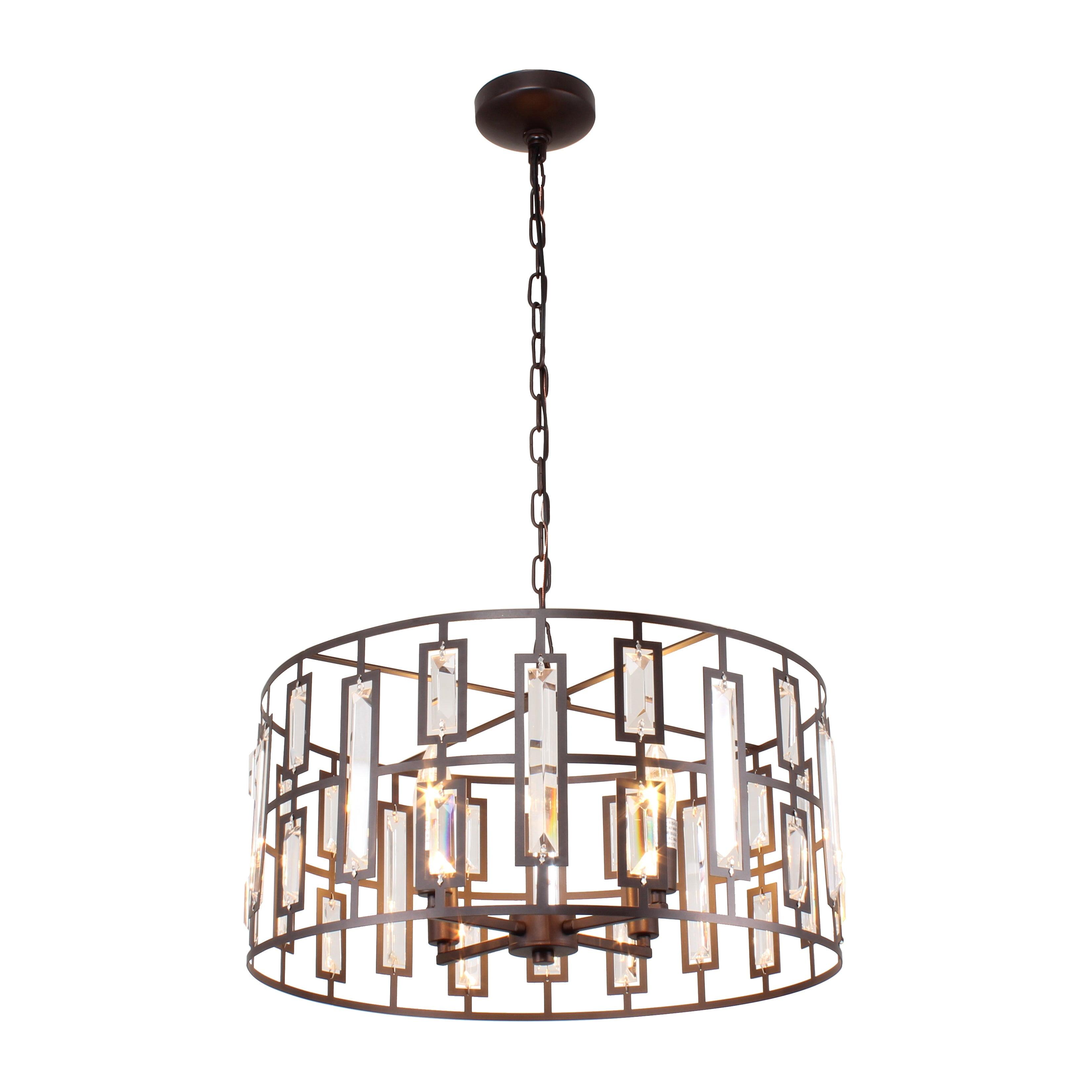 Naomi Contemporary Bronze Crystal Drum Ceiling Pendant 20" Wide