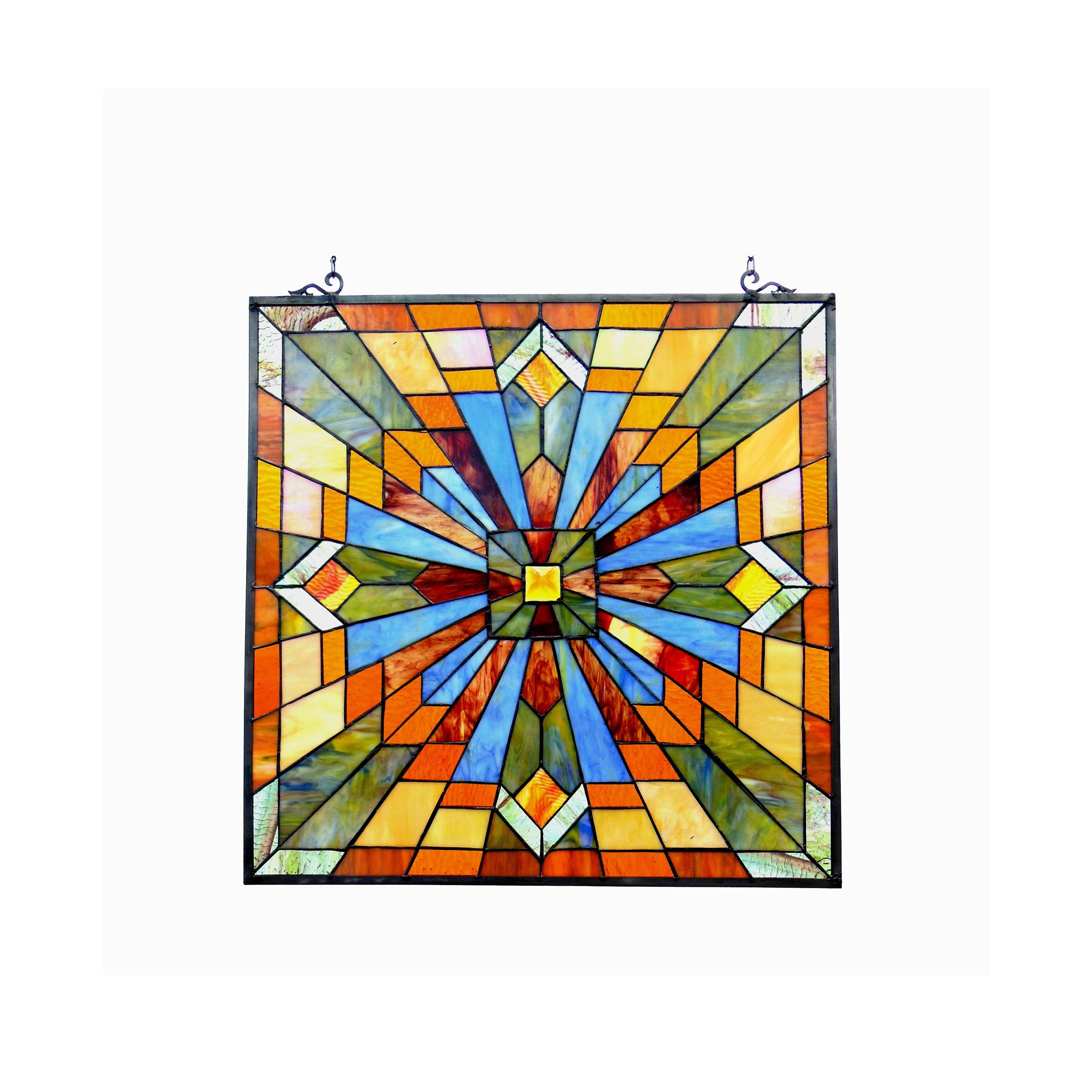 Emma 24" Multicolor Tiffany-Glass Window Panel