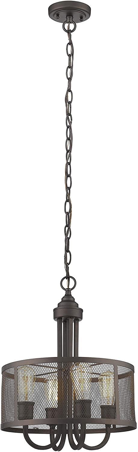 Chloe Lighting Ironclad Industrial-Style 4 Light Rubbed Bronze Ceiling Pendant 16" Wide