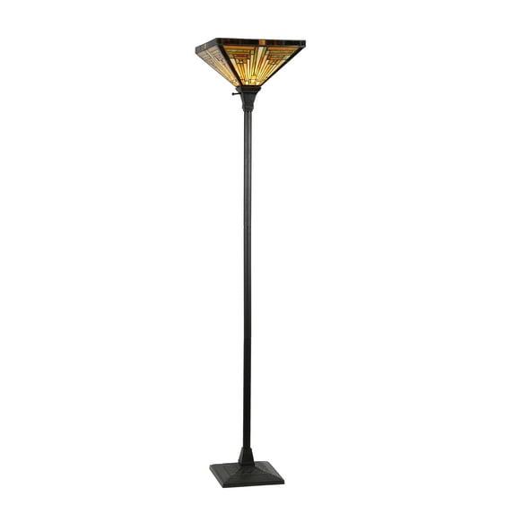 Chloe Lighting Innes Tiffany-Style 1 Light Mission Torchiere Floor Lamp 14" Shade