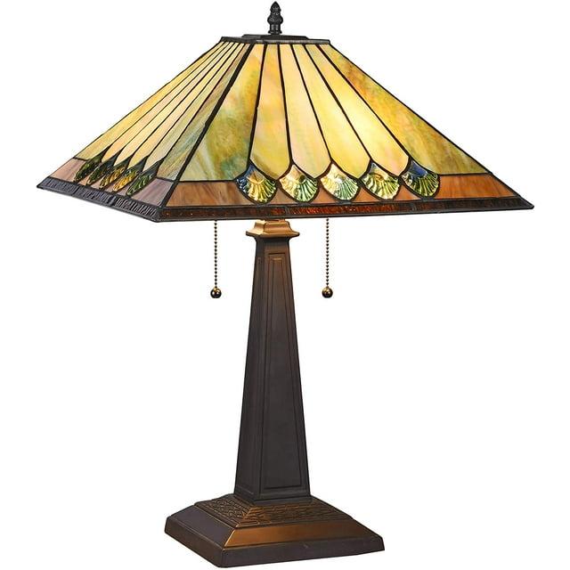 CHLOE Lighting GRAHAM Tiffany-style 2 Light Mission Table Lamp 16" Shade