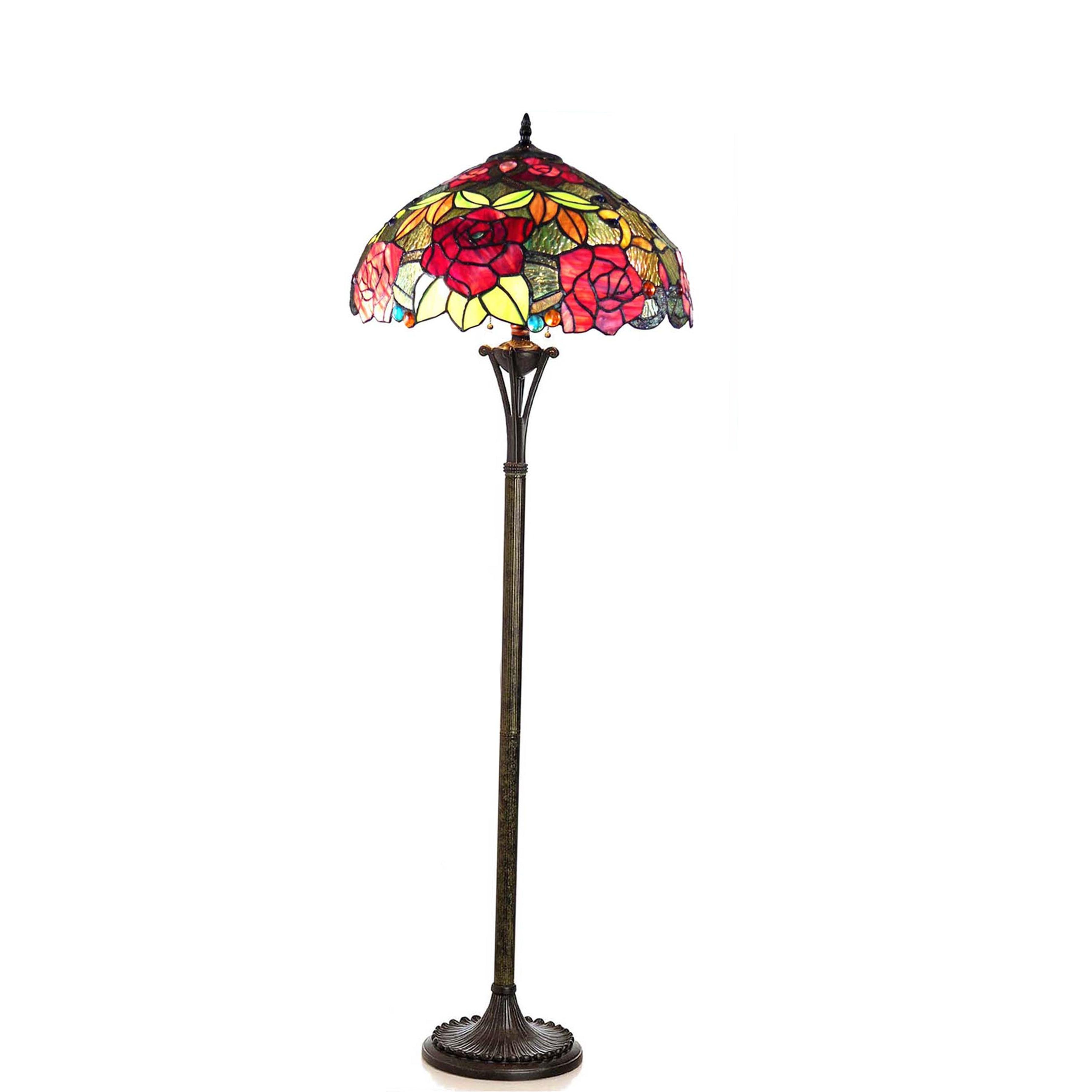 CHLOE Peggy Tiffany-style 2 Light Roses Floor Lamp 18" Shade