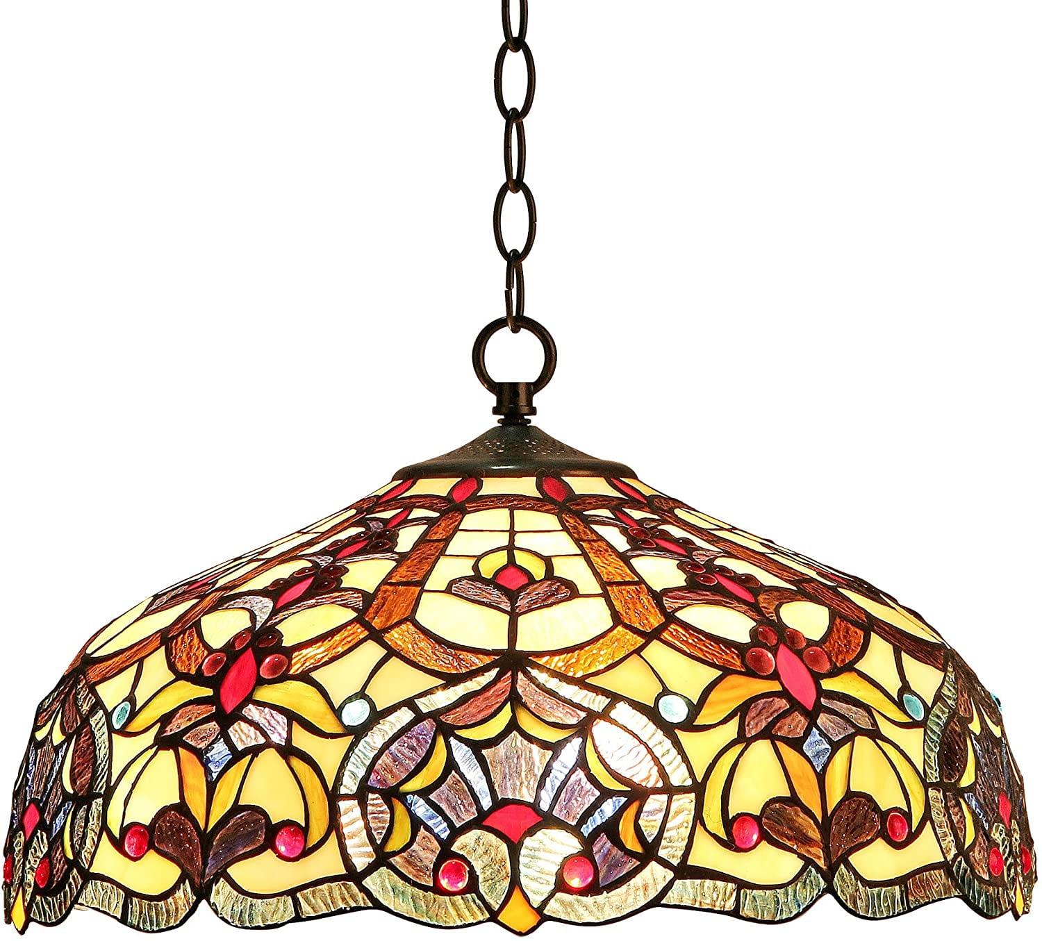 SADIE Tiffany-style 2 Light Victorian Ceiling Pendant Fixture 18" Shade