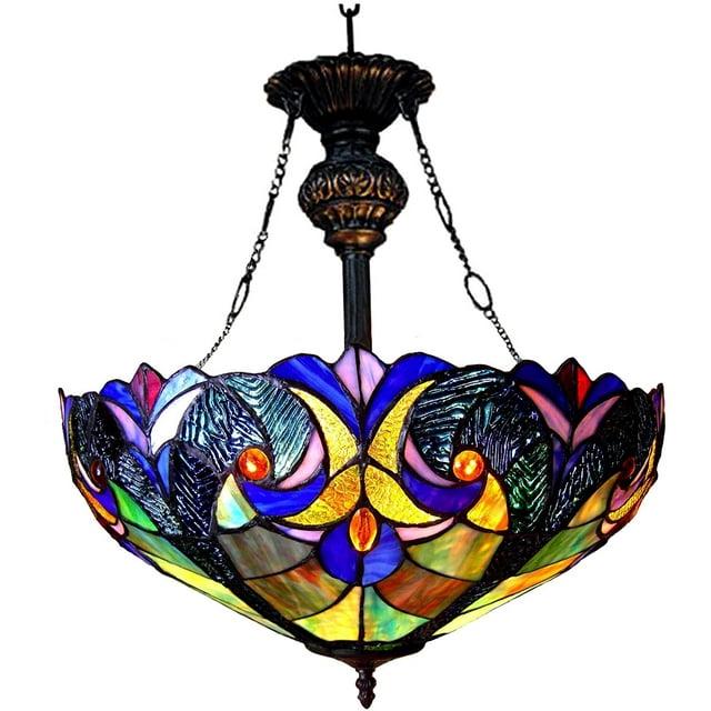 Chloe Lighting CH18780VT18-UH2 Liaison Tiffany-Style 2 Light Victorian Inverted Ceiling Pendant 18`` Shade