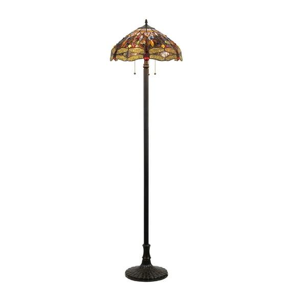 Chloe Lighting Dragan Tiffany-style 3 Light Dragonfly Floor Lamp 18" Shade