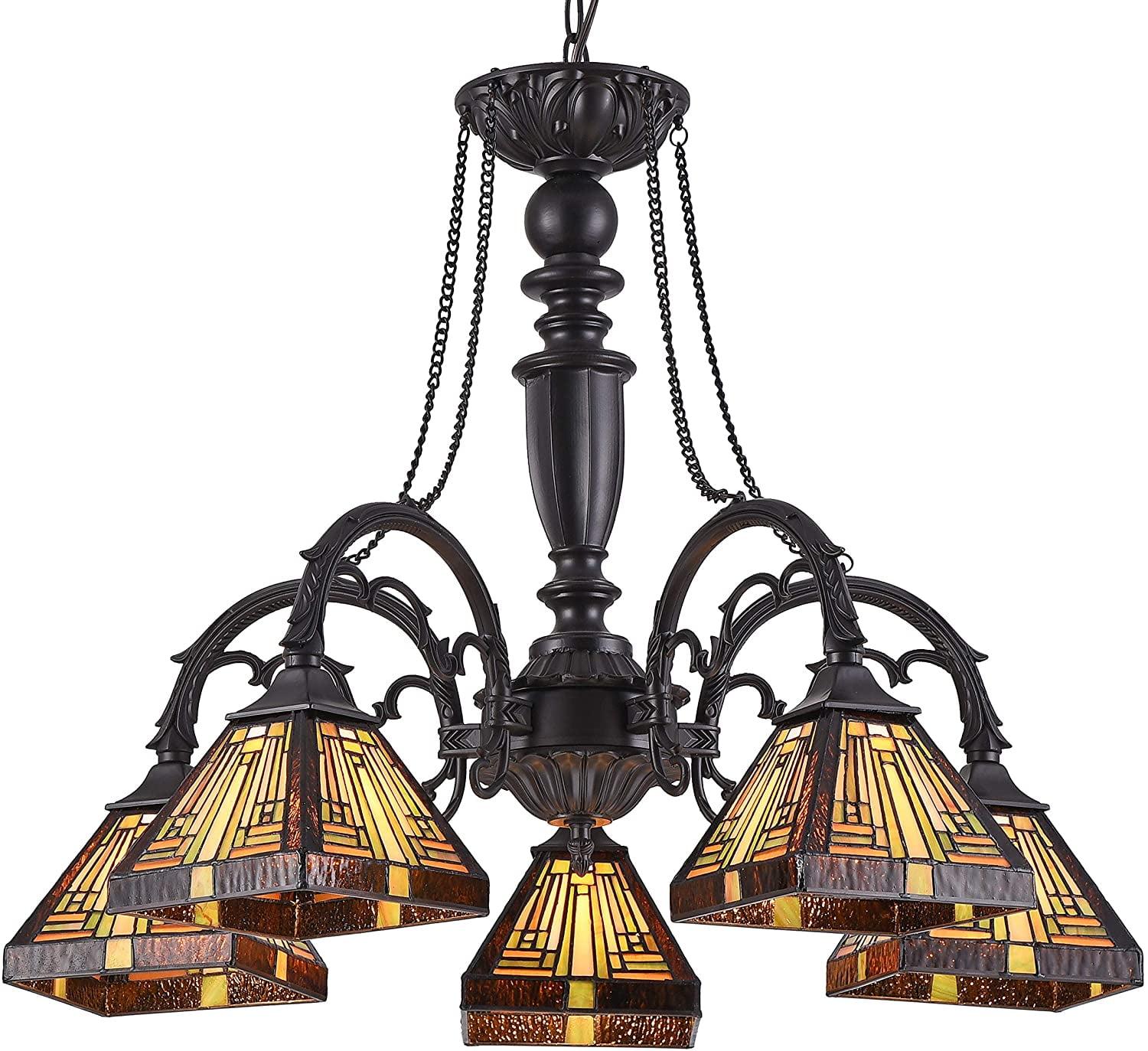 CHLOE Lighting INNES Tiffany-style 5 Light Mission Large Chandelier 27" Wide