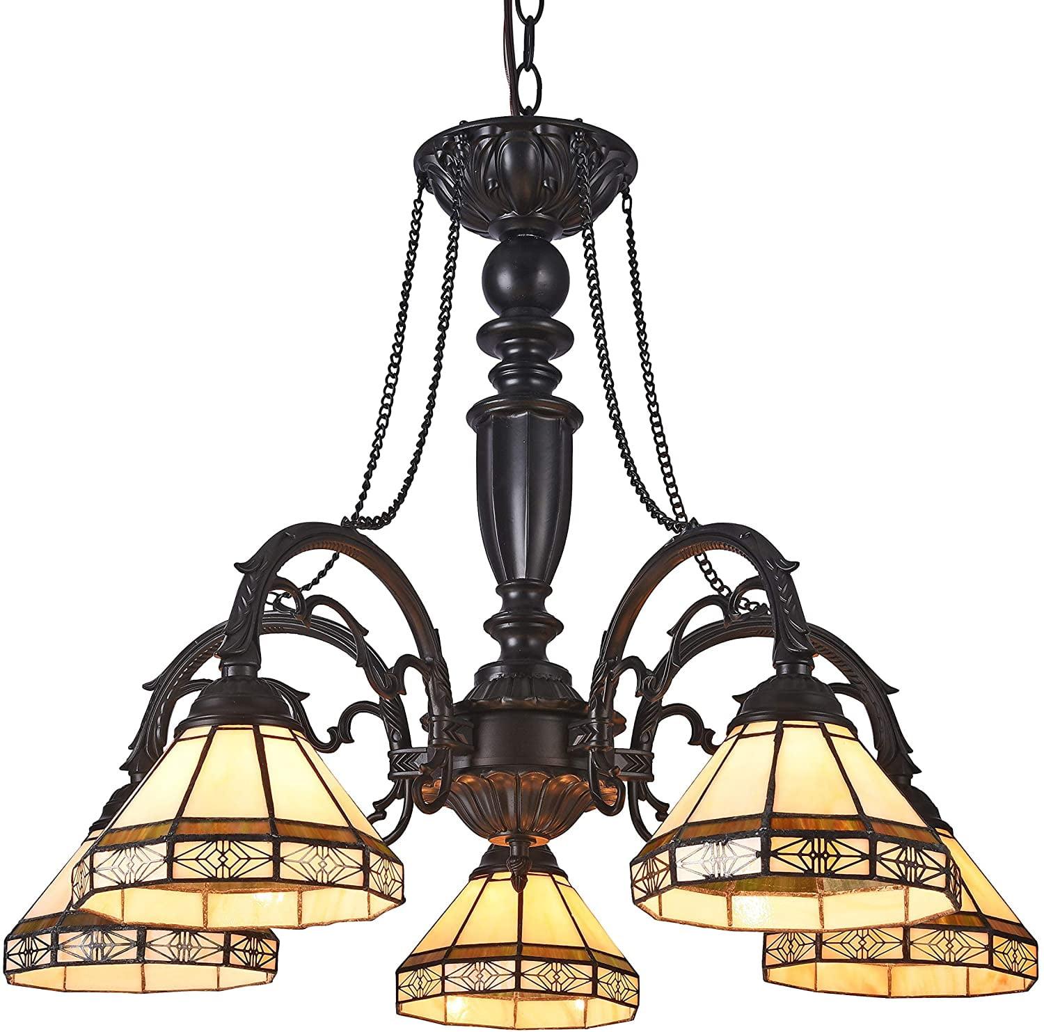 RADIANCE Goods Tiffany-Style 5 Light Mission Large Chandelier 27" Wide