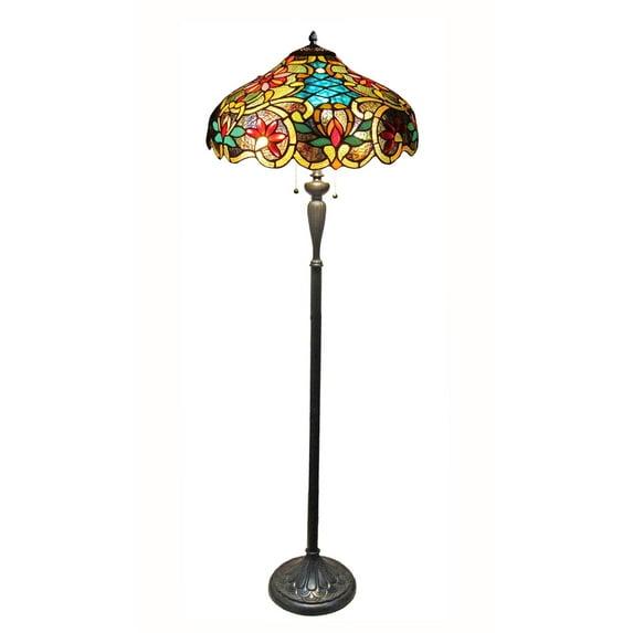 Chloe Lighting Leslie Tiffany-style Victorian 2 Light Floor Lamp 18" Shade