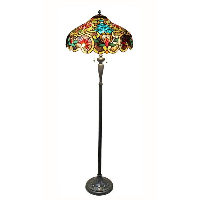 Chloe Lighting Leslie Tiffany-style Victorian 2 Light Floor Lamp 18" Shade