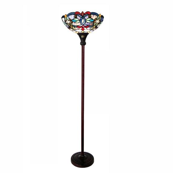 Chloe Lighting Vivian Tiffany-Style Victorian Stained Glass Torchiere Floor Lamp 69" Height