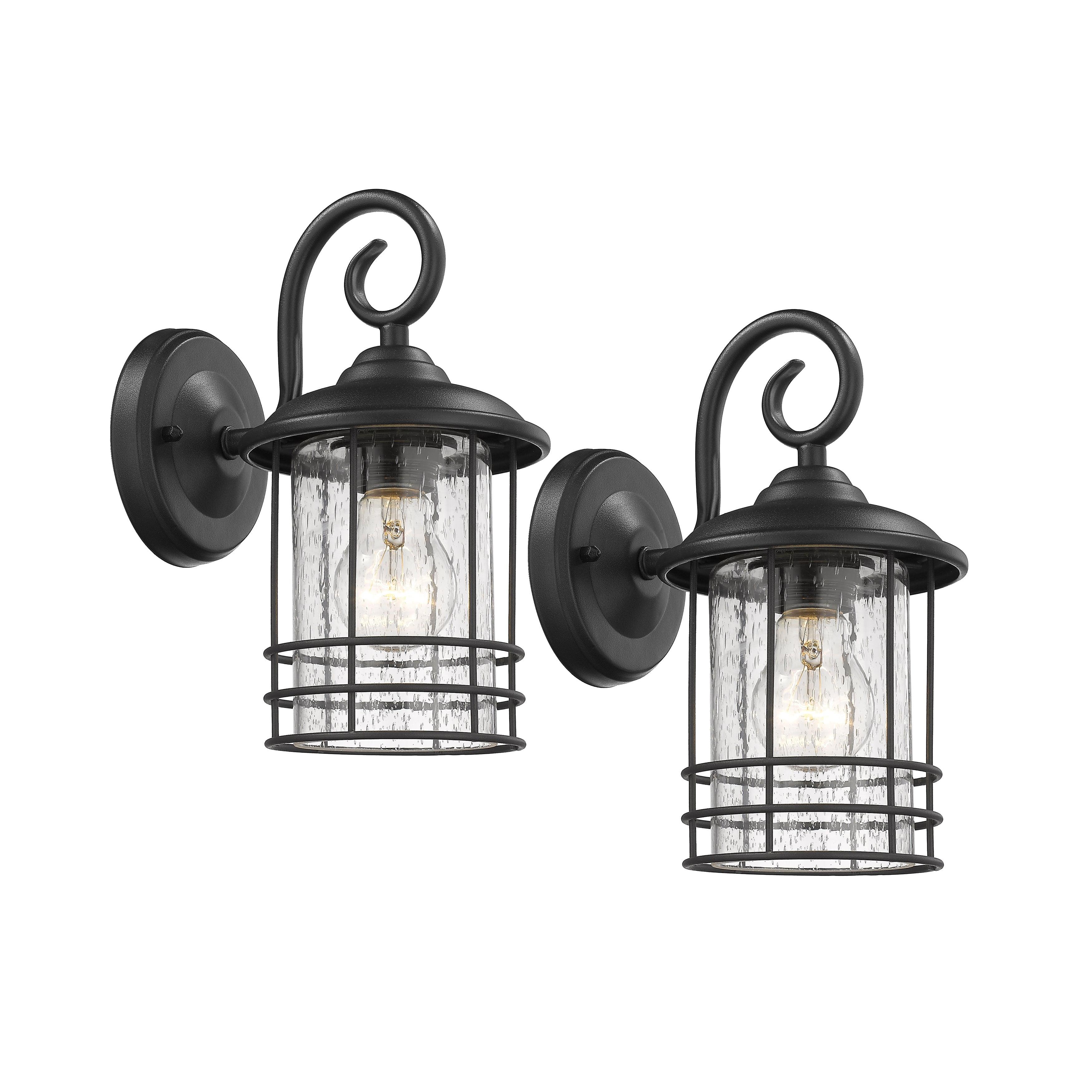 RADIANCE Goods Transitional 1 Light Black Outdoor Wall Sconce 10" Height, 2pcs Set