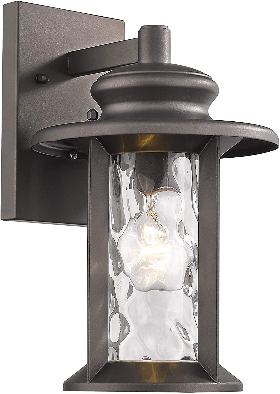 Transitional 12" Rubbed Bronze Outdoor Wall Sconce with Clear Water Glass