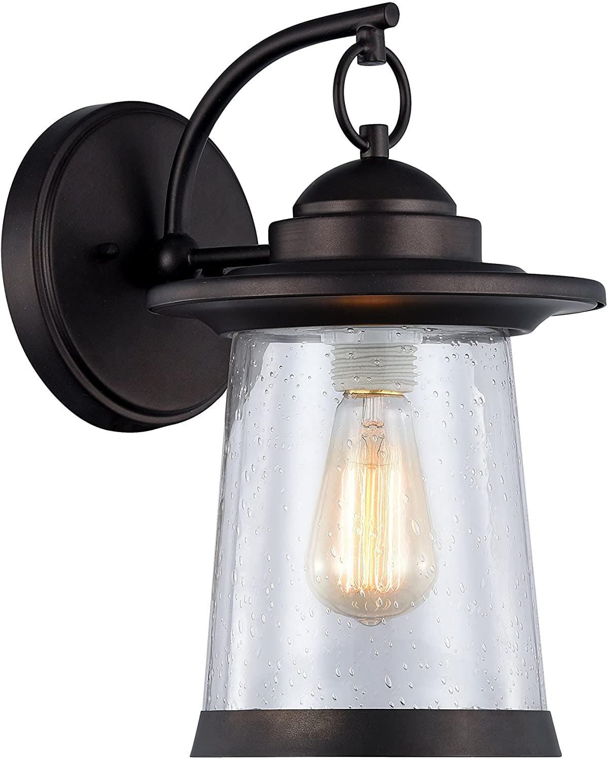 Oil Rubbed Bronze Outdoor Wall Sconce with Clear Seedy Glass Shade