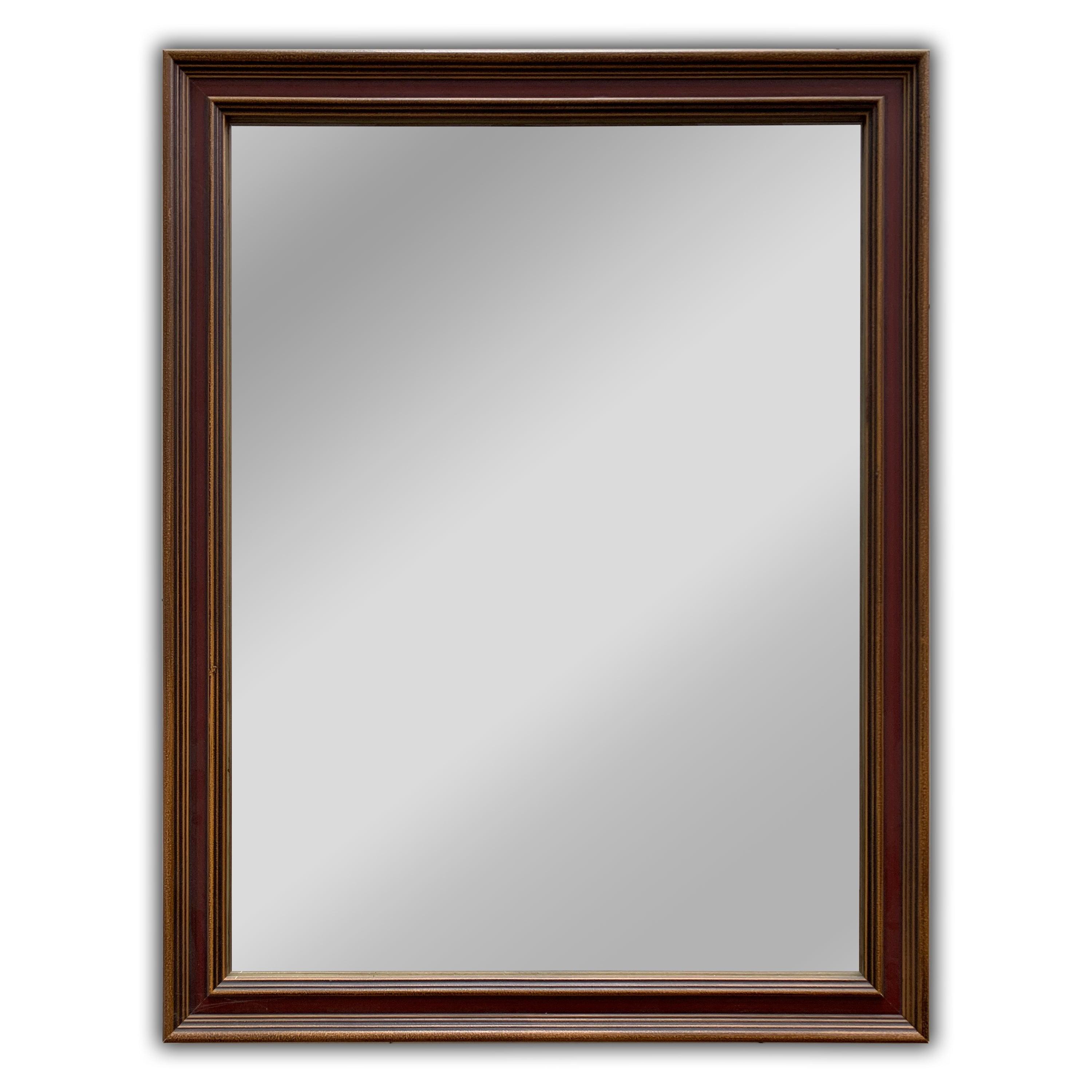 RADIANCE goods Vertical Hanging Wood Black/Golden Finish Rectangle Framed Wall Mirror 35" Height