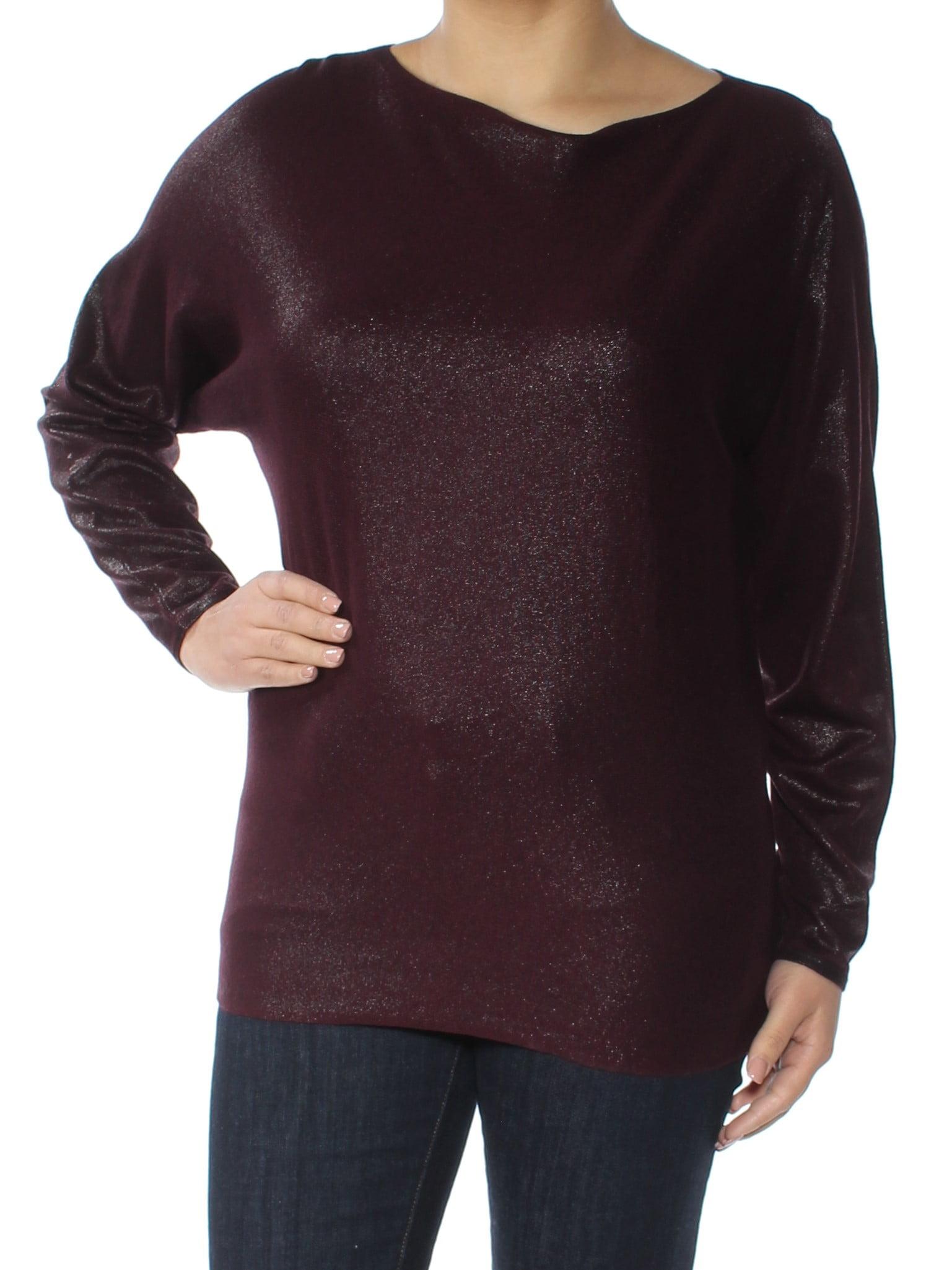 Burgundy Cotton-Modal Blend Long Sleeve Pullover Sweater S