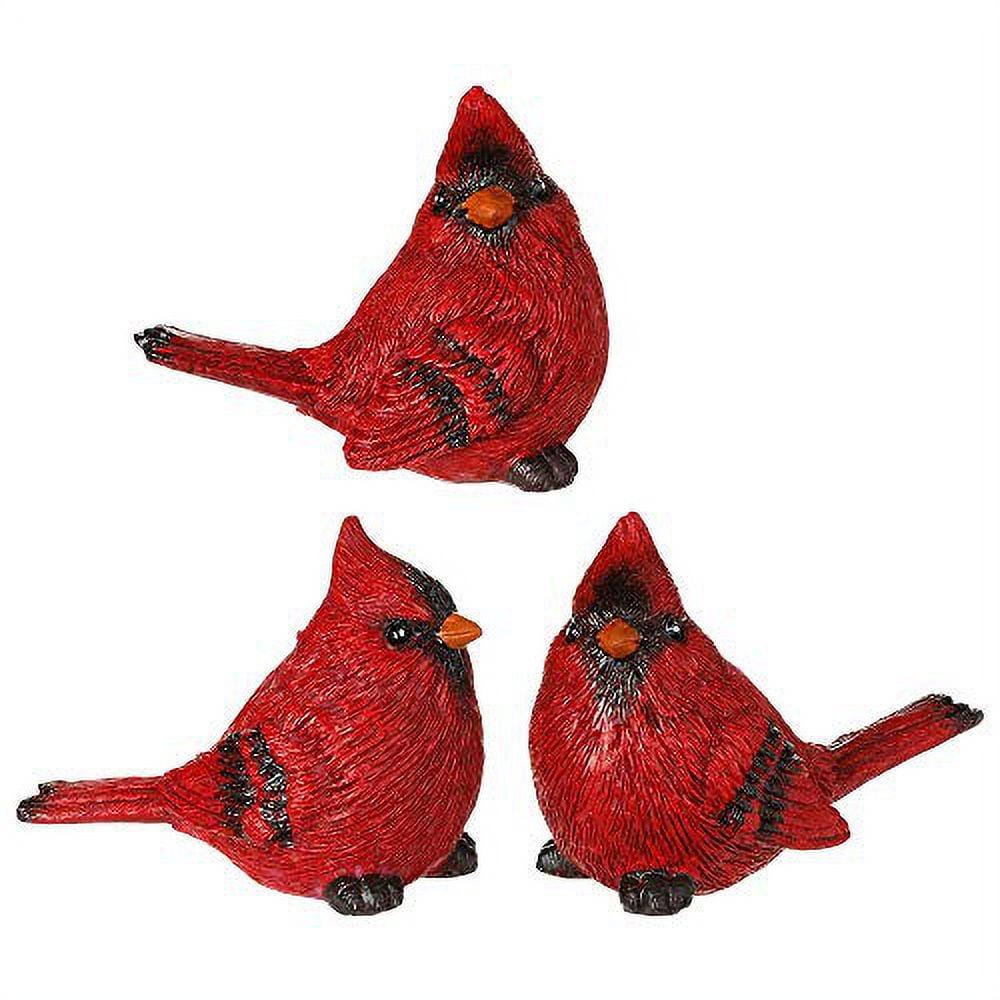 Set of 3 Red Resin Cardinal Figurines, 3"