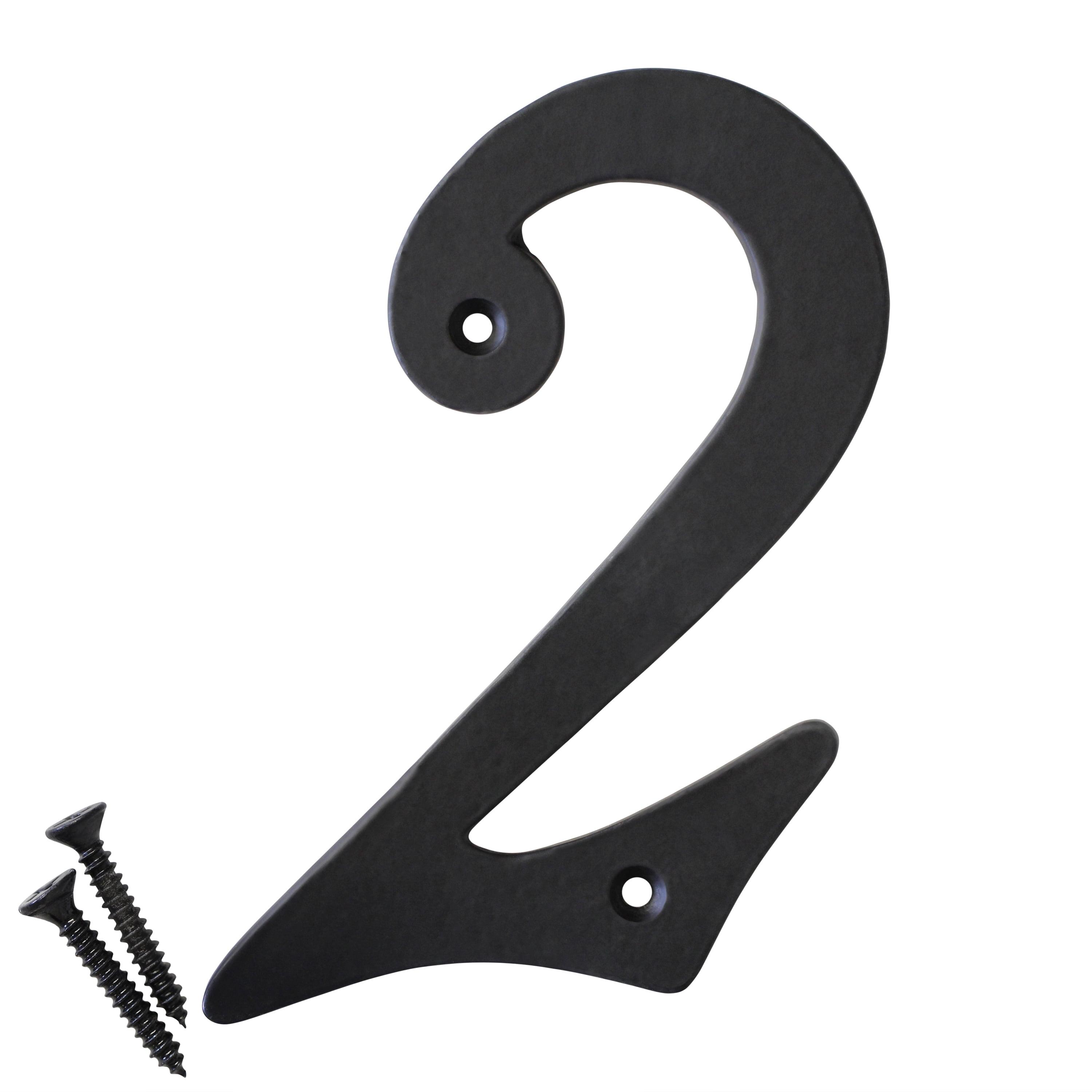 5-Inch Black Iron House Number 2 with Screws